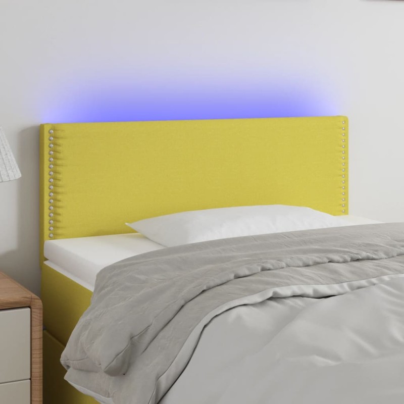 vidaXL LED Kopfteil Grün 90x5x78/88 cm Stoff
