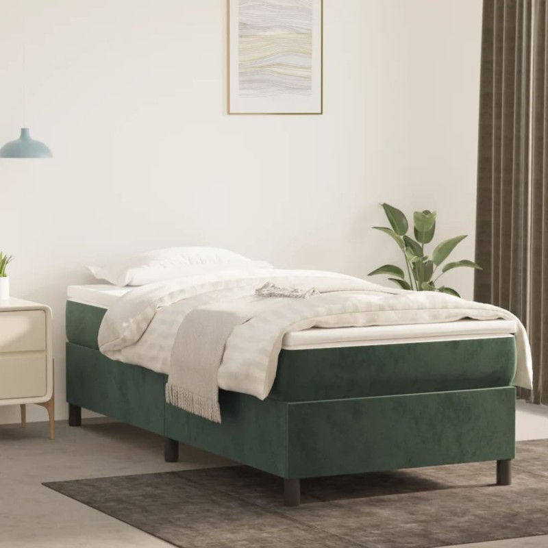 vidaXL Boxspringbett Dunkelgrün 90x200 cm Samt vidaXL Boxspringbett Dunkelgrün 90x200 cm Samt