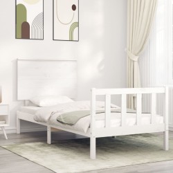 vidaXL Massivholzbett ohne Matratze Weiß 90x200 cm Kiefernholz