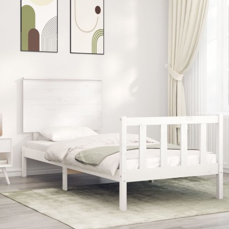vidaXL Massivholzbett ohne Matratze Weiß 90x200 cm Kiefernholz