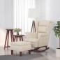 vidaXL Schaukelsessel und Hocker mit Holzbeinen Creme Samt vidaXL Schaukelsessel und Hocker mit Holzbeinen Creme Samt