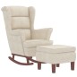 vidaXL Schaukelsessel und Hocker mit Holzbeinen Creme Samt vidaXL Schaukelsessel und Hocker mit Holzbeinen Creme Samt