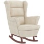 vidaXL Schaukelsessel und Hocker mit Holzbeinen Creme Samt vidaXL Schaukelsessel und Hocker mit Holzbeinen Creme Samt