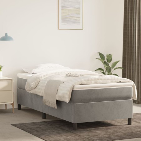 vidaXL Bettgestell Hellgrau 90x190 cm Samt