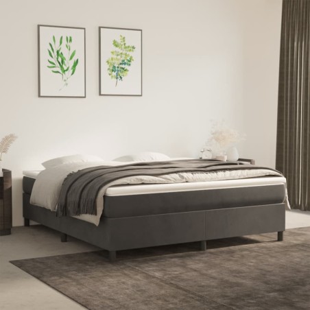 vidaXL Boxspringbett Dunkelgrau 160x200 cm Samt