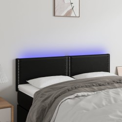 vidaXL LED Kopfteil Schwarz 144x5x78/88 cm Kunstleder