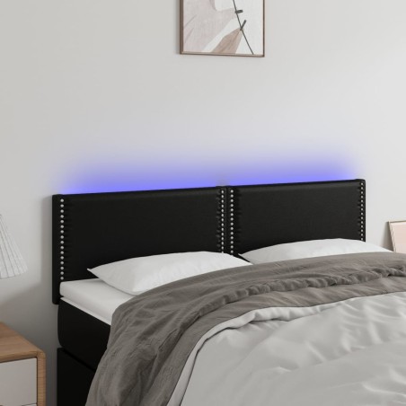 vidaXL LED Kopfteil Schwarz 144x5x78/88 cm Kunstleder
