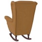vidaXL Schaukelsessel und Hocker mit Holzbeinen Braun Samt vidaXL Schaukelsessel und Hocker mit Holzbeinen Braun Samt