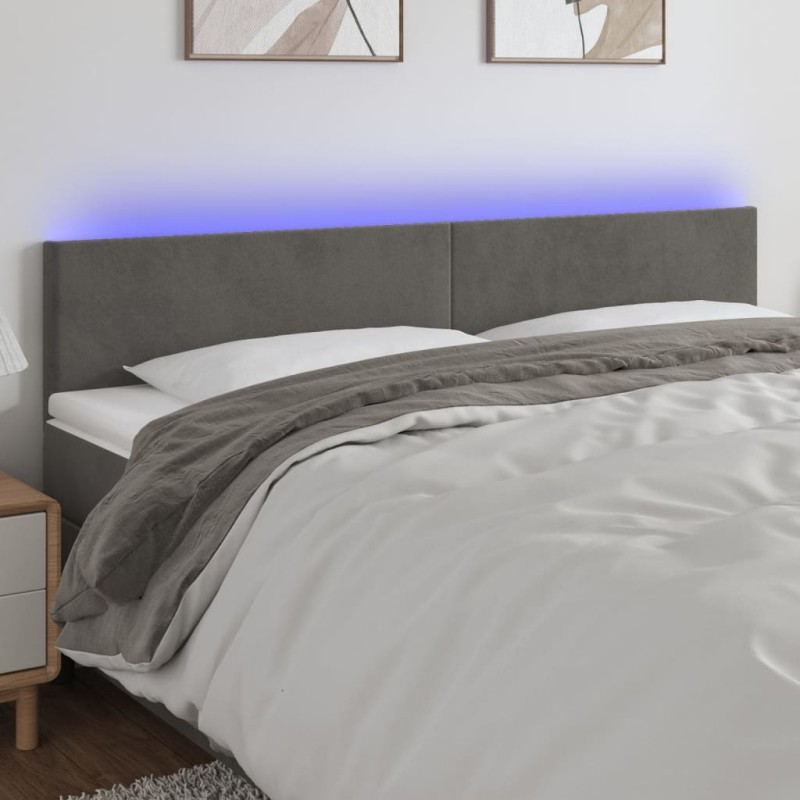 vidaXL LED Kopfteil Dunkelgrau 160x5x78/88 cm Samt vidaXL LED Kopfteil Dunkelgrau 160x5x78/88 cm Samt