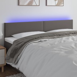 vidaXL LED Kopfteil Grau 180x5x78/88 cm Kunstleder