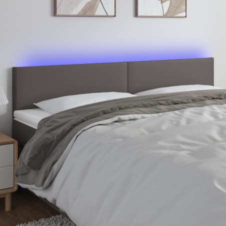 vidaXL LED Kopfteil Grau 180x5x78/88 cm Kunstleder