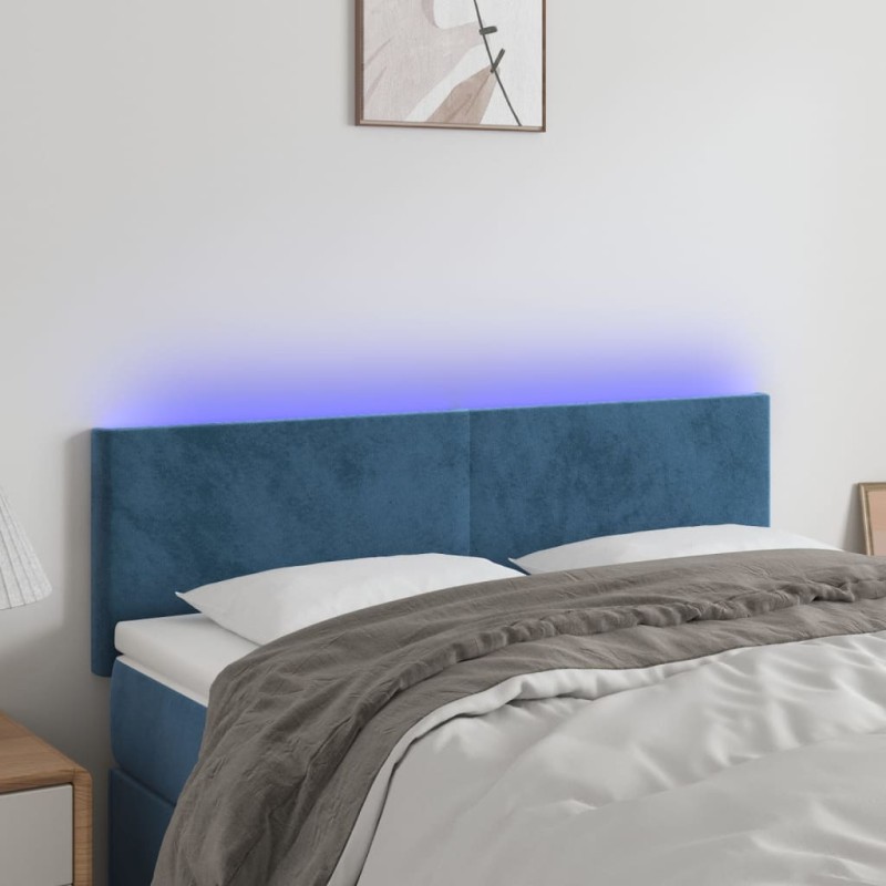 vidaXL LED Kopfteil Dunkelblau 144x5x78/88 cm Samt vidaXL LED Kopfteil Dunkelblau 144x5x78/88 cm Samt