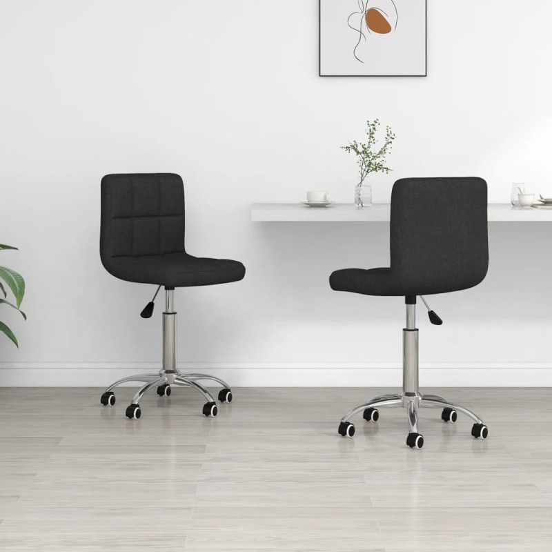 Esszimmerstühle 2 Stk. Drehbar Schwarz Stoff Esszimmerstühle 2 Stk. Drehbar Schwarz Stoff