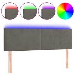 vidaXL LED Kopfteil Dunkelgrau 144x5x78/88 cm Samt