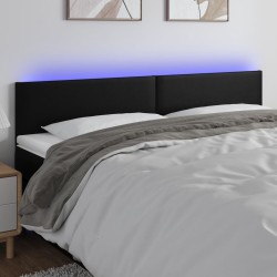 vidaXL LED Kopfteil Schwarz 180x5x78/88 cm Kunstleder