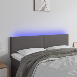 vidaXL LED Kopfteil Grau 144x5x78/88 cm Kunstleder