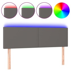 vidaXL LED Kopfteil Grau 144x5x78/88 cm Kunstleder
