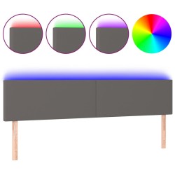 vidaXL LED Kopfteil Grau 160x5x78/88 cm Kunstleder