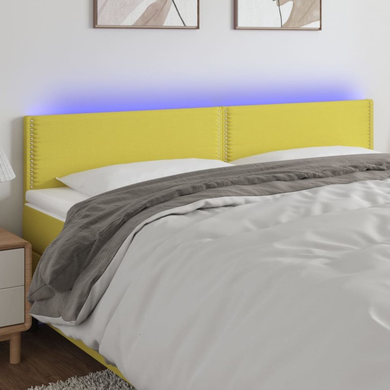 vidaXL LED Kopfteil Grün 160x5x78/88 cm Stoff