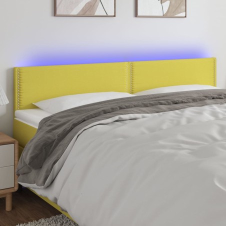 vidaXL LED Kopfteil Grün 160x5x78/88 cm Stoff