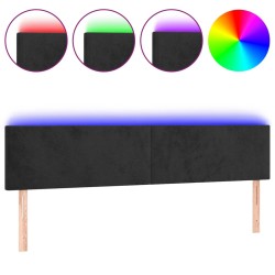vidaXL LED Kopfteil Schwarz 180x5x78/88 cm Samt