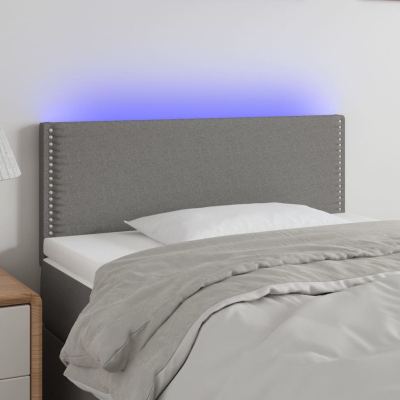 vidaXL LED Kopfteil Dunkelgrau 100x5x78/88 cm Stoff