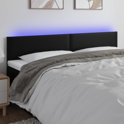 vidaXL LED Kopfteil Schwarz 160x5x78/88 cm Kunstleder