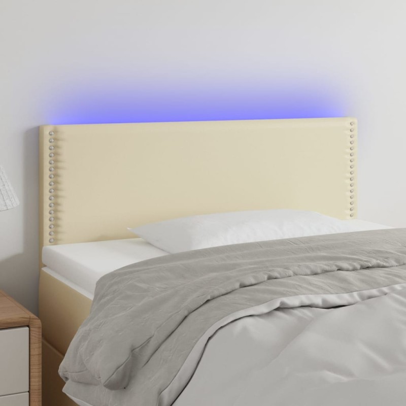 vidaXL LED Kopfteil Creme 90x5x78/88 cm Kunstleder