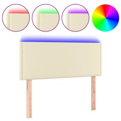 vidaXL LED Kopfteil Creme 100x5x78/88 cm Kunstleder