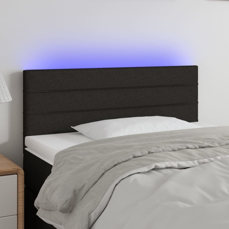 vidaXL LED Kopfteil Schwarz 100x5x78/88 cm Stoff