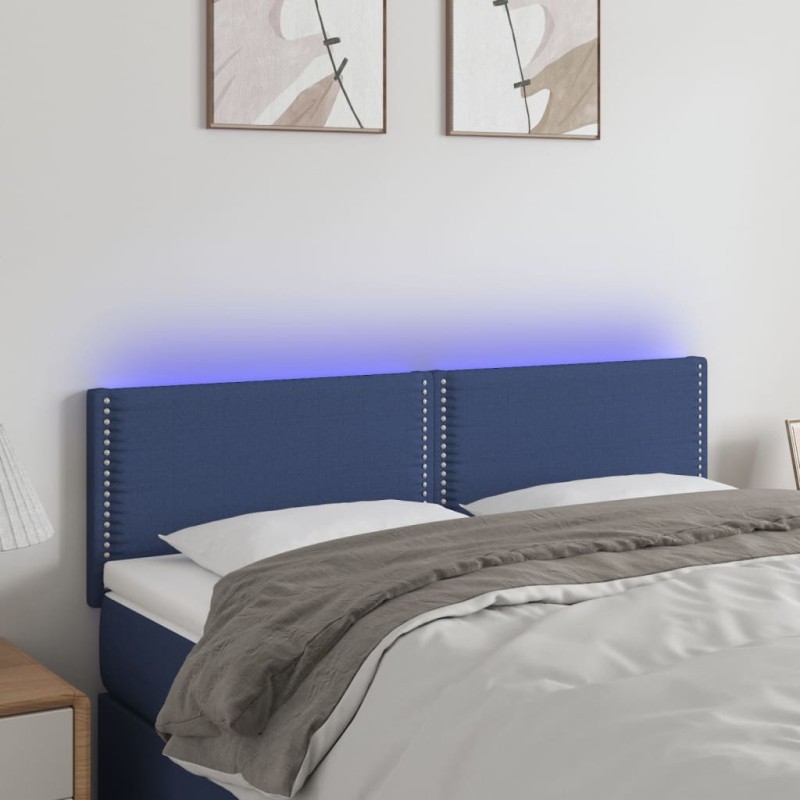 vidaXL LED Kopfteil Blau 144x5x78/88 cm Stoff vidaXL LED Kopfteil Blau 144x5x78/88 cm Stoff