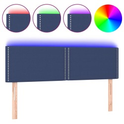 vidaXL LED Kopfteil Blau 144x5x78/88 cm Stoff