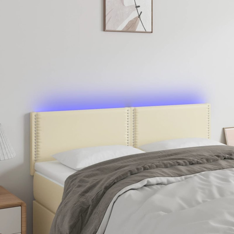 vidaXL LED Kopfteil Creme 144x5x78/88 cm Kunstleder vidaXL LED Kopfteil Creme 144x5x78/88 cm Kunstleder