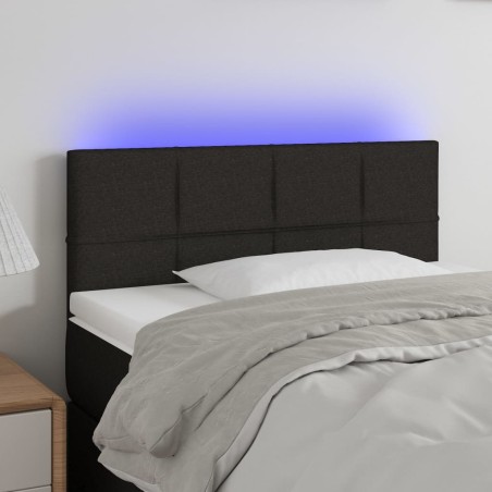vidaXL LED Kopfteil Schwarz 100x5x78/88 cm Stoff