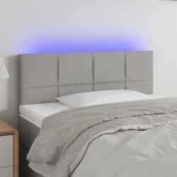 vidaXL LED Kopfteil Hellgrau 100x5x78/88 cm Stoff