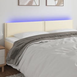 vidaXL LED Kopfteil Creme 200x5x78/88 cm Kunstleder