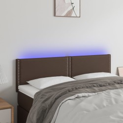 vidaXL LED Kopfteil Braun 144x5x78/88 cm Kunstleder