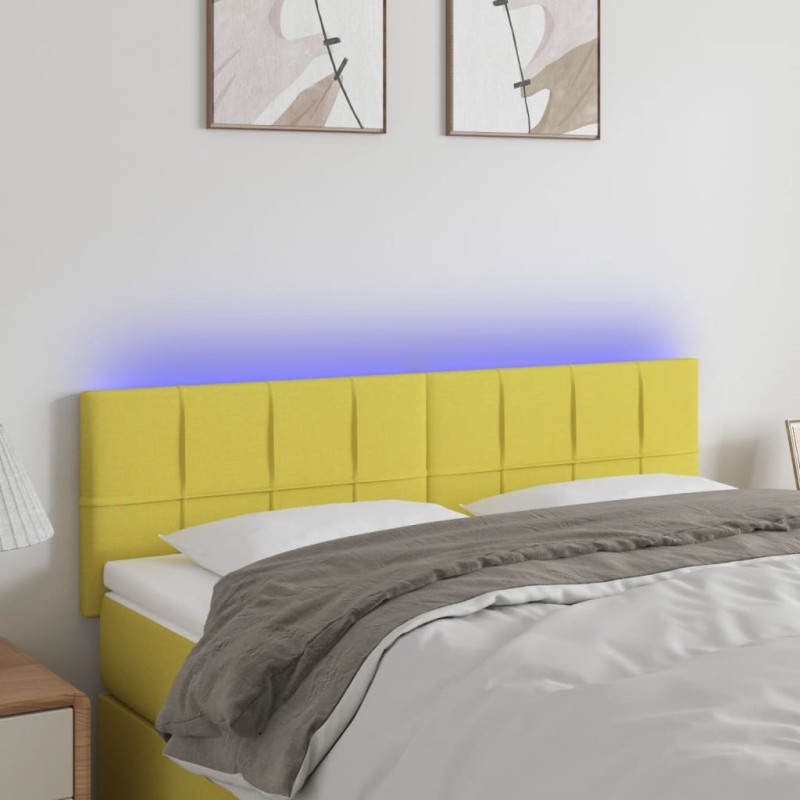 vidaXL LED Kopfteil Grün 144x5x78/88 cm Stoff vidaXL LED Kopfteil Grün 144x5x78/88 cm Stoff