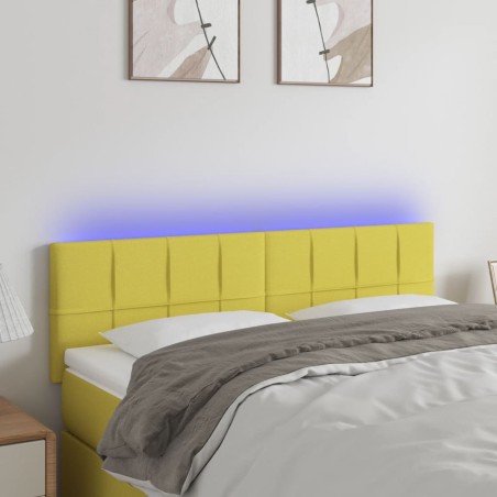 vidaXL LED Kopfteil Grün 144x5x78/88 cm Stoff