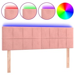 vidaXL LED Kopfteil Rosa 144x5x78/88 cm Samt