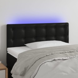 vidaXL LED Kopfteil Schwarz 80x5x78/88 cm Kunstleder