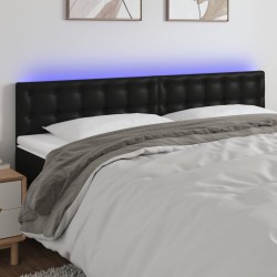 vidaXL LED Kopfteil Schwarz 160x5x78/88 cm Kunstleder