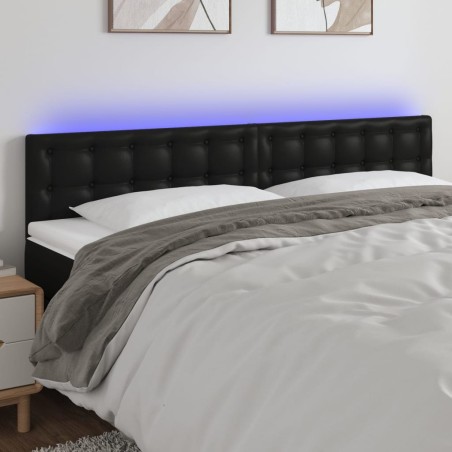 vidaXL LED Kopfteil Schwarz 160x5x78/88 cm Kunstleder