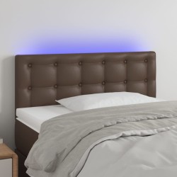 vidaXL LED Kopfteil Braun 100x5x78/88 cm Kunstleder