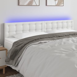 vidaXL LED Kopfteil Weiß 200x5x78/88 cm Kunstleder