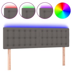 vidaXL LED Kopfteil Grau 144x5x78/88 cm Kunstleder