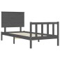 Massivholzbett mit Kopfteil Grau 90x200 cm Massivholzbett mit Kopfteil Grau 90x200 cm