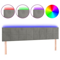 vidaXL LED Kopfteil Hellgrau 180x5x78/88 cm Samt