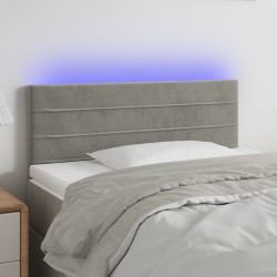 vidaXL LED Kopfteil Hellgrau 100x5x78/88 cm Samt