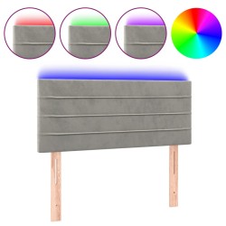 vidaXL LED Kopfteil Hellgrau 100x5x78/88 cm Samt